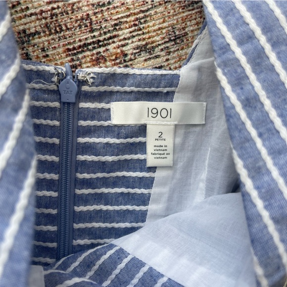 1901 Square Neck Cotton Striped Cropped Jumpsuit - Picture 3 of 7